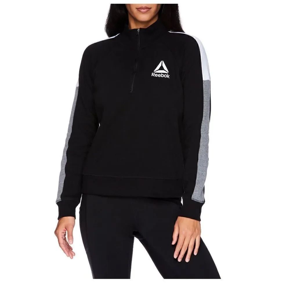 Reebok Color Block Fleece Turtleneck Sweatshirt, Half Zip